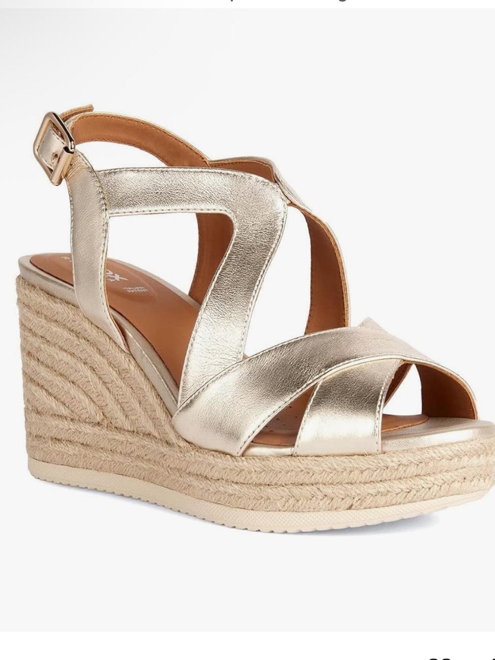NEW IN BOX Geox Women’s D Ponza Espadrille Gold Metallic Wedge Sandal Size 10.5